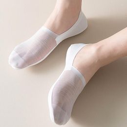 Men's Socks 2 Pairs Casual Mesh Ultra-thin Summer Man Invisble Transparent Breathable Ankle Sock White Black