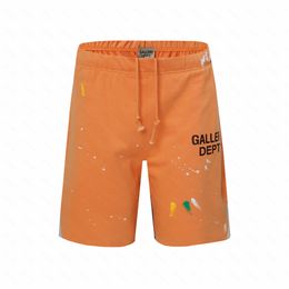 Galleries DEPT Harajuku 23SS Summer Vintage Letter Printed de la Logo Streetwear Hip Hop Splice Splash paint Drawstring Unisex Beachwear Men Casual gym Shorts GTZ