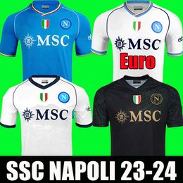 24 NAPOLI 23 Soccer Jerseys Euro Away White Third Black Maglia Naples 2023 2024 DI LORENZO KVARATSKHELIA Football Shirts MARADONA SSC
