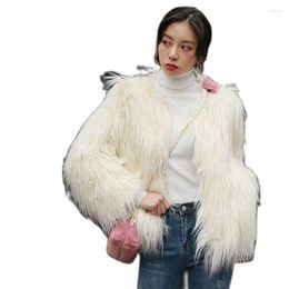 Women's Fur S-6XL Autumn And Winter Clothing Plus Size Leisure Man-made Mongolia Sheep Jacket Medium Long Faux Coat