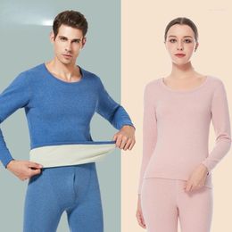 Men's Thermal Underwear Winter Sets Men Blue Warm Casual Hight Stretch Long Johns Set Women Pyjamas