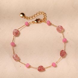 Strand CCGOOD Irregular Pink Natural Stone Bracelet For Women Gold Plated 18 K High Quality Fashion Jewelry Pulseras Mujer