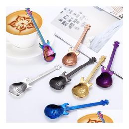 Spoons Upspirit Stainless Steel Serving Stirring Guitar Coffee Spoon Music Theme Accessories Ice Cream Dessert Flatware Kitchen Sn32 Dhuje