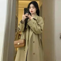 Women's Trench Coats Woman Long Coat Black Elegant Fashion Korean Streetwear Loose Casual Belt Cloak 2023 Thin Windbreaker