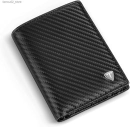 Money Clips TEEHON Dermic carbon fiber shape Wallet Men Thin Light Purse Coin Pocket Card Holder RFID Fashion Black Q230921