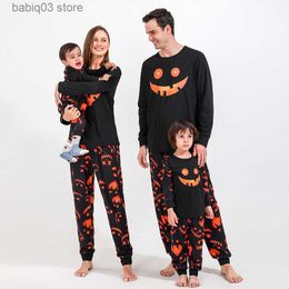 Family Matching Outfits New 2023 Halloween Party Clothes Skull Print Parent-child 2 Pieces Suit Baby Romper Family Matching Outfit Soft Warm Pajamas Set T230921