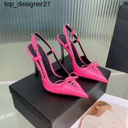New womens Pointy Pumps heels shoes calf Leather Stiletto sandals Slingbacks Heeled point toe for women Luxury Designers Dress shoe Evening high heels