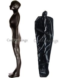 Catsuit Costumes Shiny Black Metallic Mummy Unisex Zentai Spandex Suit Costumes Sleeping Bag(Note: without Internal Sleeves)