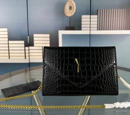 Luxury goods Designer mini envelope bag shoulder bag Metal letter bag Crocodile pattern crossbody bag Women's handbag wallet 5AAAAA