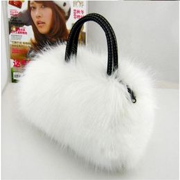 Evening Bags Lady Girl Pretty Cute Faux Rabbit Fur Handbag Shoulder Messenger Bag Tote Fashion Women Long Grass Bolsa Feminina 230921