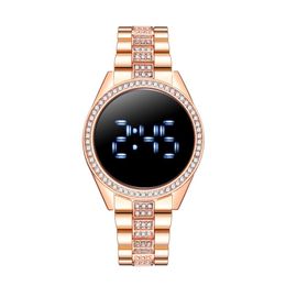 Damen-Diamant-Touch-LED-Uhren, modisch, wasserdicht, trendige Damen-Paaruhr, einzigartiges Display, das ganz besondere Geschenk, Jam Tangan Peremp279f