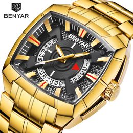 New BENYAR Men's Watches Military Sport Watch Men Business Stainless Steel Strip 30M Waterproof Quartz Watches Relogio Mascul223G