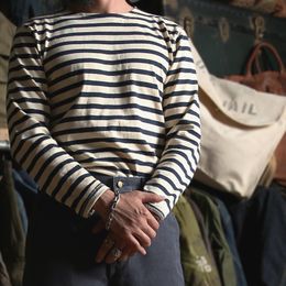 Men s T Shirts Bronson Breton Stripe Shirts Long Sleeve Vintage Men French Sailor Naval T Shirt 230921
