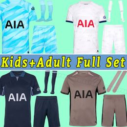 Men Kids Tottenham Men KIDS 23 24 SON BERGWIJN Soccer Jersey 2023 2024 jersey ROMERO REGUILON KULUSEVSKI RICHARLISON KANE SKIPP goalkeeper full set Socks child