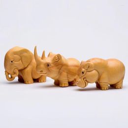 Decorative Figurines Sculptures And For Interior Cute Wood Carving Animals Statue Decoration Ornaments Home Luxury Desk Accessories