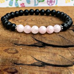 MG0303 Black Onyx Rose Quartz Women's Bracelet Energy Bracelet for Women Balance Chakra Crystals Gem Stone Bracelet220G