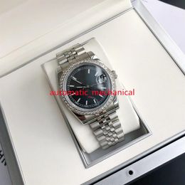 Top Quality Black Dial Mens Watch 36mm 41mm Double Size 278384 Stainless Steel Diamond Bezel Automatic MechanicalSapphire Luxury W246o