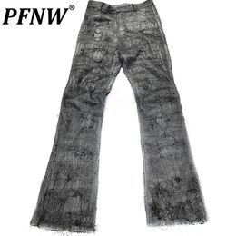 Mens Jeans PFNW Spring Autumn Slim Punk Style High Street Darkwear Worn Out Raw Edge Handsome Fashion Niche Pants 28A2900 230920
