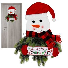 Christmas Decorations Christmas Snowman Wreath Merry Christmas Ornaments And Decoration Christmas Snowman DIY Xmas Gift Santa Claus Gift Giving Wreath HKD230921