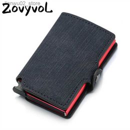 Money Clips Zovyvol Custom Name Credit Card Holder Wallet RFID Blocking Aluminum Box Cards Holder Business Hasp Card Case Men Leather Wallet Q230921