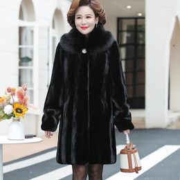 Women's Fur High End Coat Elderly Women Winter Jacket Thickened Mink Overcoat Large Size Middle-aged Mother Grandma Warm Clothes 5XL