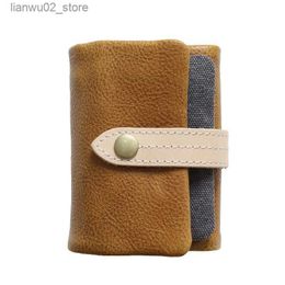 Money Clips Original Handmade Wallet Men's Short Genuine Leather Money Clip Layer Cowhide Youth Buckle Student Vertical Style Purse Q230921