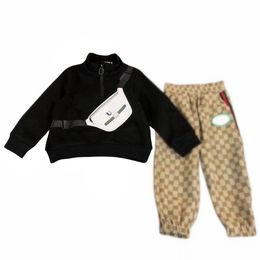 2-11 years children's Clothing Sets BABY boys girls Garment Autumn Winter Pattern Designer Sweater Suit kids coat+pants size 100cm-160cm A06