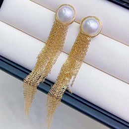 Dangle Earrings SGARIT Jewellery 14K Gold Filled 11-12mm Natural Freshwater Pearl Fashion Jewellery Women Tassels