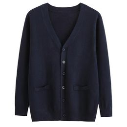 Men s Sweaters Korean cardigan men s sweater knit top clothes navy blue long sleeve v neck oversize jacket coat 230921