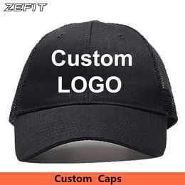 Ball Caps Customized Trucker Hats With Mesh On The Back 3D Embroidery Printed Ventilated Summer Style Net Ball Custom Baseball Caps 230921
