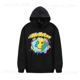 Men's Hoodies Sweatshirts High Street Face Splashed Ink and Cracked Hooded Fleece Hoodies Unisex Pullover Stranger Things Y2K Casual Sweatshirts T230921