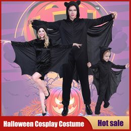 Anime Costumes Adults Kids Vampire Bat Cosplay Costume Black Jumpsuit With Wings Hood Catsuit Halloween Carnival Party Stage Performance Outfit