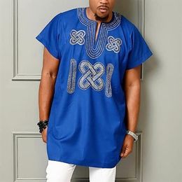 Ethnic Clothing H&D Embroidery Dashiki Men T-shirt African Outfit Short Sleeve Shirts Fashion Man Streetwear Traditional Casual Te206i