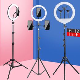 Flash Heads 6-12" Selfie Ring Light Pography Led Rim 14 inch Lamp Tripod Stand Ringlight For Live Video Streaming 230920