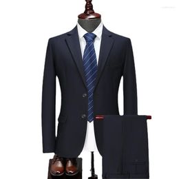 Men's Suits ( Jacket Pants ) Wedding Men Suit Dress Business Classic Solid Color Gentleman's 2 Pcs Set Blazer Trousers Plus Size 5xl