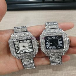 High Quality Mens Women Watch Full Diamond Iced Out Strap Designer Watches Quartz Movement Couple Lovers Clock Wristwatch312k