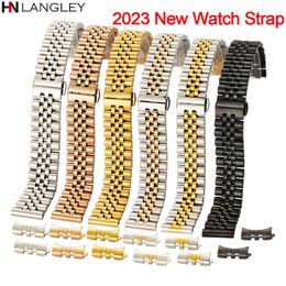 Watch Bands 12 13 14 16 17 18 19 20 21 22mm Band Strap Stainless Steel Watchband Bracelet Hollow arc interface With Tool Pins Replace 230921