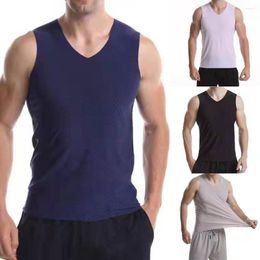 Men's Tank Tops Men Outer Sleeveless T Shirt Beach Travel Tanks Ice Silk Vest Mesh Breathable Summer Quick-Drying Casual Cool