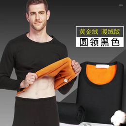 Men's Thermal Underwear Winter Men Two Piece Sets Long Sleeve Fleece Thickened T-Shirt Slim Pullover Trousers Comfortable Warm