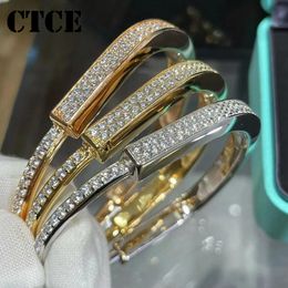 Bangle S Sterling Silver Diamond Lock Bracelet Female Fashion Trend Retro Simple Personality Classic Luxury Brand Jewellery Gift 230921