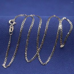 Chains Real 18K Yellow Gold Chain For Women 2.5mm Flat Curb Link Necklace 40cm Length