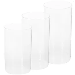 Candle Holders 3 Pcs Windproof Glass Holder Clear Cover Lamp Shades Cup Supply Cylinders For Pillar Candles Wedding