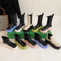 designer boots booties bottes men and women same style couple shoes english style chelsea boots avocado bottom mid length boots elevated thick bottom martin boots