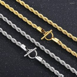 Chains 6/7MM Stainless Steel Twisted Chain Thick Necklace For Men Women Simple Rope With Love OT Clasp Jewellery Trendy Gifts