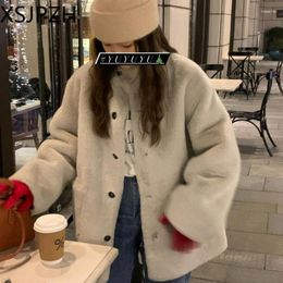 Women's Fur 2023 Women Short Loose Coat Mimicking Mink Winter Jacket Female Parkas Round Collar Outwear Eco Friendly Overcoat