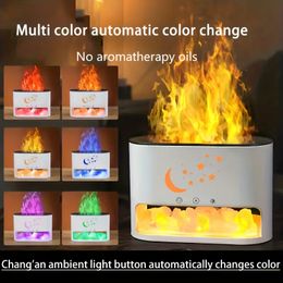 1pc Star And Moon Flame Diffuser, Humidifier Colorful Light Gradient, Portable Silent Aroma Diffuser, Anhydrous Automatic Extinguishing Protection Oil Diffuser