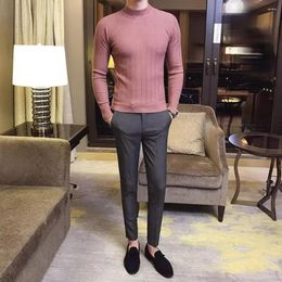 Men's Sweaters Long Sleeve Pullover Sweater Bodycon Versatile Knitted Soft Elastic Stylish For Fall Winter