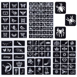 Other Tattoo Supplies ACCloud 124 PCS Temporary Stencil Kit for Body Face Art Self Adhesive Reusable Airbrush Stickers Templates 230921