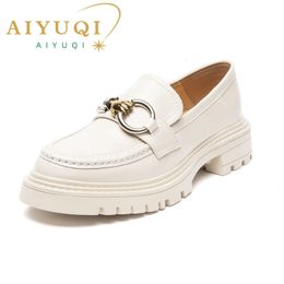 Dress Shoes AIYUQI Female Penny Spring 2023 Genuine Leather Ladies Lazy Student Platform Slip On Loafers For Women 230921