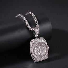 Fashion-r Dial Pendant Necklace Mens Hip Hop Necklace Jewelry New Fashion Watch Pendant Necklaces With Gold Cuban Chain296m